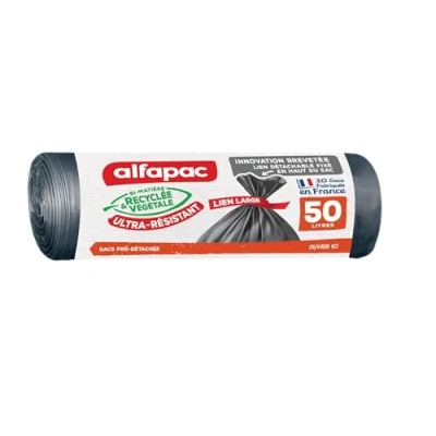 Imagen de Alfapac sacs 50L Reciclado Maxi Peso de Enlace Grande, Polietileno, 50 l, 10 unité (Lot 1)