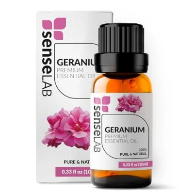 Imagen de SenseLAB Aceite Esencial de Geranio Natural 100% Puro Grado Terapéutico para Difusor Aromaterapia y Humidificador el Cuidado la Piel Relajante (10 ml)