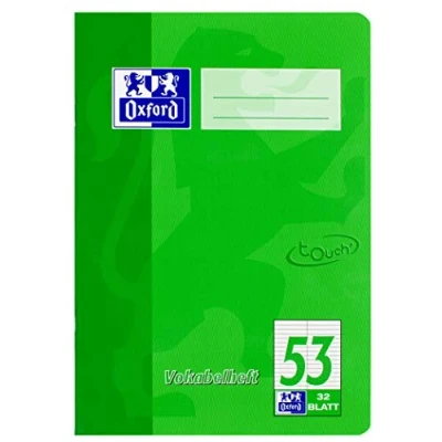 Imagen de Oxford 400115095 Touch Cuaderno de vocabulario (A5, 10 unidades, línea 53, con 2 columnas, 32 hojas, 90 g/m2), color verde