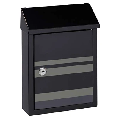 Imagen de ARREGUI Smart Graphic E5724 STR Buzón Exterior de Acero Tamaño S (Correo DIN A5) con Serigrafía Decorativa Lines Pared Pequeño Boca Trasera Recogecartas Negro