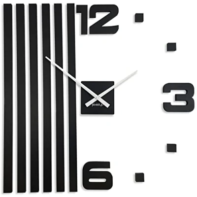 Imagen de Reloj de Pared 3D DIY Madera Roble Listones Grandes 100 cm diseño Moderno EKO Relojes Decoración para Oficina, Sala Estar Dormitorio