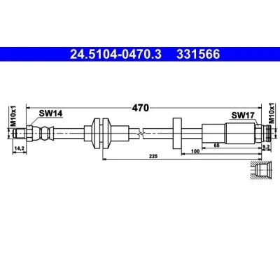 Imagen de ATE 24.5104 0470.3 Latiguillos de Freno 470 M10x1
