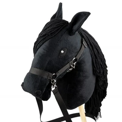 Imagen de SKIPPI Hobby Horse Negro, Gran Caballo A3, de Palo con Halter y Riendas en el Set, Horsing, Regalo para una Niña, un Niño