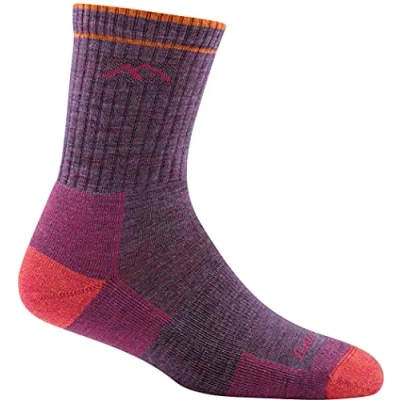 Imagen de Darn Tough, Hiker (estilo #1903), lana merino, micro tripulación, peso medio, calcetines de senderismo acolchados para mujer, Ciruela jaspeado, M
