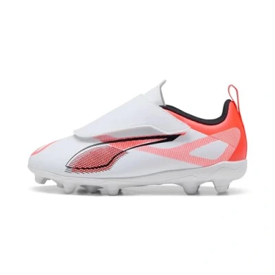 Imagen de Puma Ultra 5 PLAY FG/AG JR Unisex Botas de fútbol con tacos para niños, Talla: 34, White/black/glowing red Zapatos
