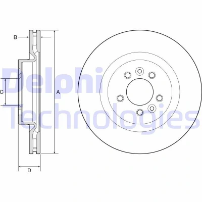 Imagen de DELPHI BG9204C Disco de freno 360 30 5 ventilado revestido altamente carbonizado sin cojinete rueda, anillo sensor ABS