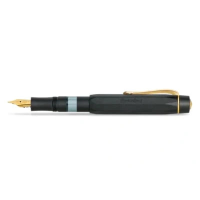 Imagen de Kaweco PISTON SPORT AL Black/Gold Solo I Pluma estilográfica clásica de émbolo aluminio para extraer tinta con ventana transparente en lata retro 13 cm, ancho pluma: M (M)