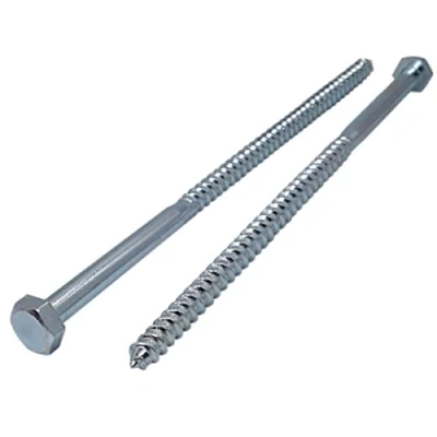 Imagen de Marcopol 12 tornillos hexagonales de acero chapado en zinc para madera, M10 x 300 mm, tornillo hexagonal DIN 571, pernos retención, cabeza hexagonal, tirafondos (12, mm), plateado