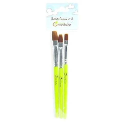 Imagen de Clairefontaine ES Avenue Mandarine 52530O Un lot de 3 pinceaux brosses synthétiques assorties