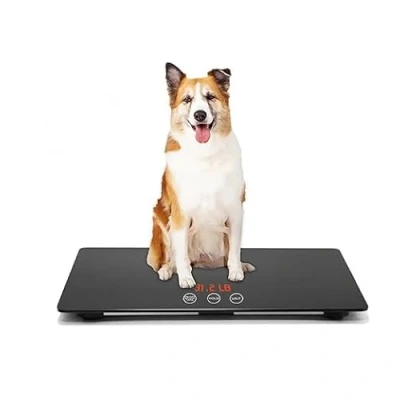Imagen de Báscula Digital para Mascota, Medición de Peso Perro y Gato con 3 Modos Pesaje (kg, oz, lb) Capacidad 220 Libras Precisión 10g, Negro 25.6 17.7 pulgadas