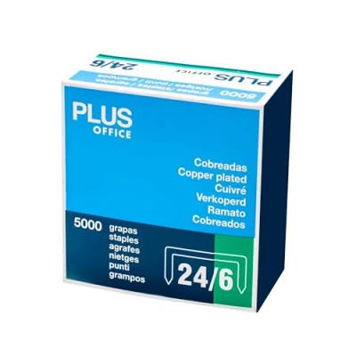 Imagen de Plus Office Grapas Cobreadas, Pack de Para Oficina y Material Escolar, Resistentes, Compatibles con la Mayoría Grapadoras Manuales (nº 22/6 24/6, 5000u)