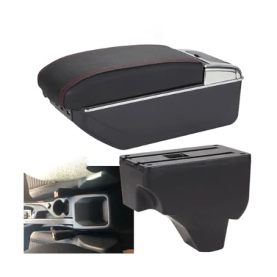 Imagen de PENGFNB Coche Apoyabrazos para Peugeot 208 2008 2019 2024, Consola Central Reposabrazos Almacenamiento Caja Consolas Apoya Brazos Cuero Armrest Box,Red Line A/with 7USB