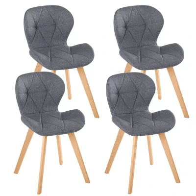 Imagen de IDMarket Juego de 4 sillas tela gris oscuro para comedor