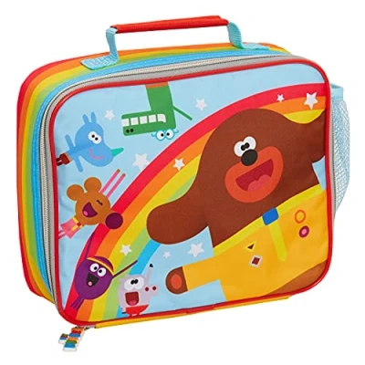 Imagen de Hey Duggee bolsa de almuerzo para niños, diseño ardilla, arcoíris, aislada con soporte bebidas, Blue, Talla única, Fiambrera