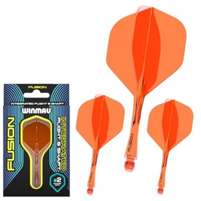 Imagen de WINMAU Fusion Fluoro Orange Sistema de Vuelo y Eje Dardos (1 Juego por Paquete (3 vuelos cañas en Total)