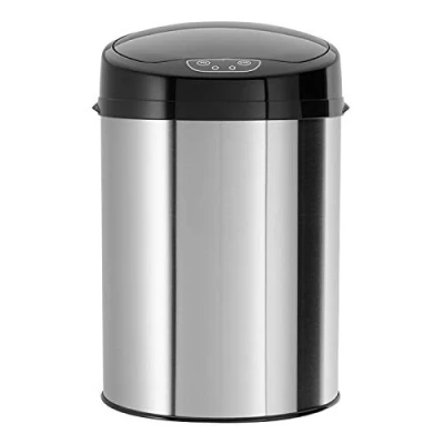 Imagen de Echtwerk Oficina/baño/cosmética Papelera, Sensor de Movimiento por Infrarrojos, sin Contacto, Cuerpo Acero Inoxidable, Tapa Negra INOX, pequeño