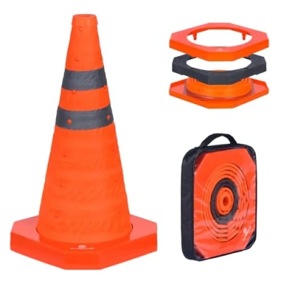 Imagen de Conos de seguridad con base pesada 45 cm señalización plegables advertencia emergencia para estacionamiento carretera y construcción (1,45 cm)