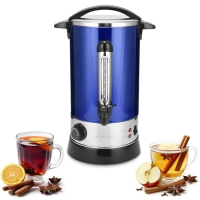 Imagen de Navaris Hervidor de agua eléctrico 10 L con grifo Dispensador bebidas calientes termostato Olla eléctrica para té café vino Azul