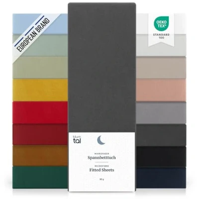 Imagen de Blumtal Basics Set de 2 Sábana Bajera Ajustable Microfibra Cepillada para colchón 25 27 cm Altura, Cama 105: 105 x 190 30 cm, Antracita