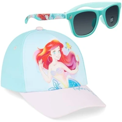 Imagen de Disney Conjunto de Gafas Sol y Gorra Béisbol para Niñas, con Protección UV al 100% (Azul Ariel)