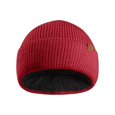 Imagen de DANISH ENDURANCE Gorro Beanie de Lana Merino con Forro Polar, Punto, Invierno para Niños, Rojo, One Size