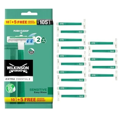 Imagen de Wilkinson Sword Extra 2 Sensitive máquinas desechables de Plástico, 10 + 5 unidades, Verde