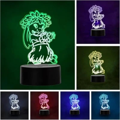 Imagen de Wolostore Lampara LED Infantil Lilo Cambia Color USB Luz nocturna y decoración