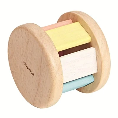 Imagen de PlanToys Sonajero Bebé Rodari Arcoíris Madera con Sonido Suave al Rodar Juguete de para Bebés 6 Meses Juguetes Regalo Recién Nacidos Pastel