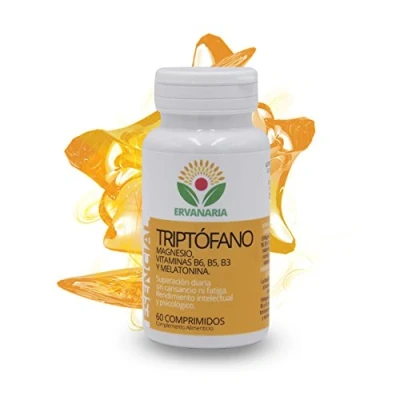 Imagen de Triptófano con Magnesio Vitaminas B6 B5 B3 Melatonina y Espirulina 60 Comprimidos Menos Cansancio Fatiga Mejor Estado de Ánimo Concentración Regula El Sueño la Ansiedad