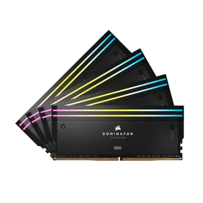 Imagen de CORSAIR Dominator Titanium RGB DDR5 RAM 64GB (4x16GB) 6400MHz CL32 Intel XMP Memoria de Ordenador Compatible con iCUE Negro (CMP64GX5M4B6400C32)
