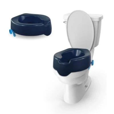 Imagen de Mobiclinic, Elevador wc, Blando. Río, 11 cm, Marca Española, wc adulto, Alza Ajustable, blando cómodo, Fácil instalación sin herramientas, Azul