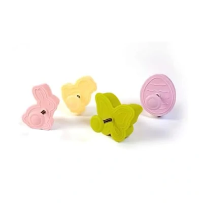 Imagen de Silikomart ACC090 Set de 4 Piezas Mini Cortapastas plástico, Tema Pascua