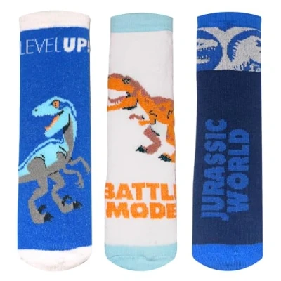 Imagen de Jurassic World paquete de 3 calcetines para niños dinosaurio, múltiple tobillo niños, Blue, 26/29 EU