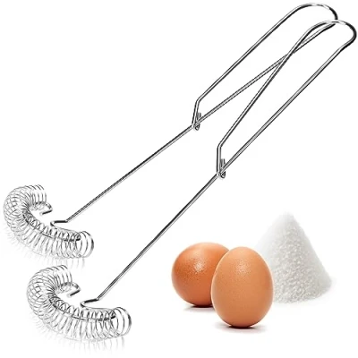 Imagen de COM FOUR® 2x 304 Batidores de espiral acero inoxidable batidor espuma apto para lavavajillas plano salsa (2 piezas espiral)