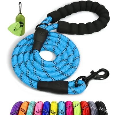 Imagen de Taglory Correa de Perro, 1,2 m Fuerte Perro para Perros Medianos y Grandes con Mango Acolchado Suave Hilos Reflectantes, Azul