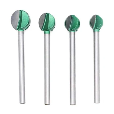 Imagen de DingGreat 4 brocas de 6 mm vástago largo para ranurar extremo caja fresado en forma bola, herramienta tallado carpintería (16/18/20/22 mm)