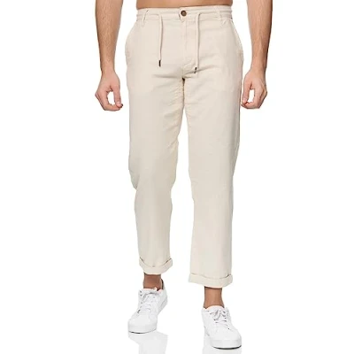 Imagen de Indicode Pantalones de tela Clio para hombre algodón 100% casuales hombres, blanco roto, XL