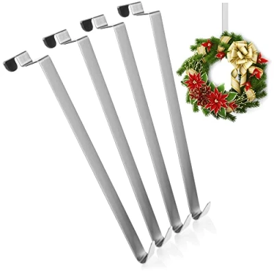 Imagen de com four® 4X Ganchos para Puertas de Acero Inoxidable 27 cm Coronas y decoración Colgador Apartamentos páginas Interiores Perchero Colgar