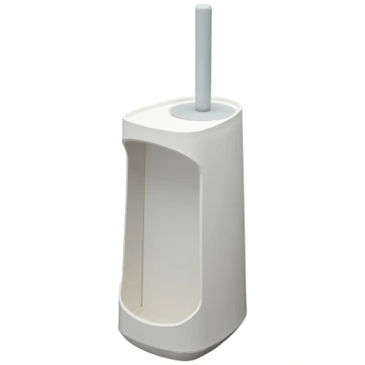 Imagen de Tiger Tess, Escobillero con Capacidad de Almacenamiento Independiente y Swoop®, escobilla WC Flexible Blanco/Gris Claro, 187x145x454mm