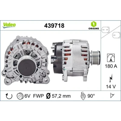 Imagen de VALEO 439718 Alternador 14V 180A VOLKSWAGEN: Passat B6 Berlina, B7 Variant, Sharan II, SKODA: Superb II Familiar