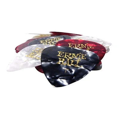 Imagen de Ernie Ball Púas para guitarra, celulosa, finas, bolsa de 24, diseño perlado, colores variados