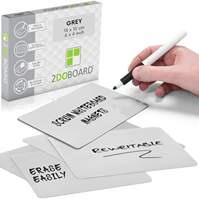 Imagen de scrum tarjetas magnetico y reutizable 15 x 10 cm Juego de 25 imanes (Gris)