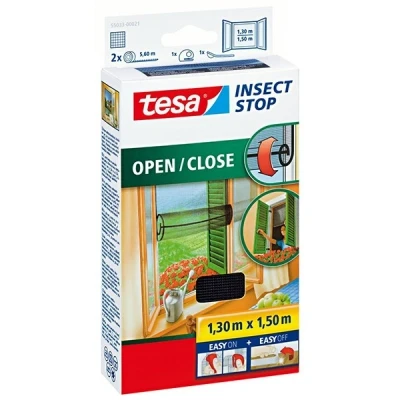 Imagen de tesa Insect Stop Comfort Mosquitera Adhesiva para Ventanas Malla Flexible Anti insectos Persianas o Jardineras Sistema Easy On / Off 130 x 150 cm Antracita