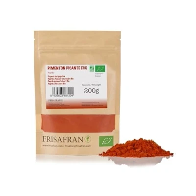 Imagen de FRISAFRAN Pimentón picante en polvo 200g molido Ecológico pimenton español Alto nivel vitaminas y minerales sin gluten Origen Murcia