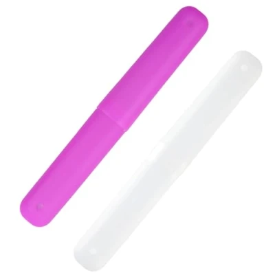 Imagen de GZDAOXIA 2 Piezas Estuche Cepillo Dientes,Estuche de Viaje Portátil,Desmontable Caja Dientes,Cepillo Dientes Organizador,para y Hogar(Blanco+Morado)