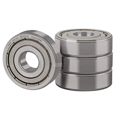 Imagen de XiKe 4 piezas 6201ZZ Rodamiento de bolas 12x32x10mm Acero al cromo y doble cierre metálico Pre lubricados, 6201 2Z Rodamientos rígidos a con juntas