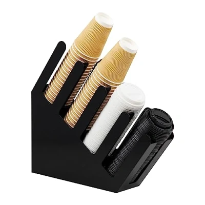 Imagen de Mind Reader 4ACUPHOLD BLK Dispensador de tapa, barra café organizada para encimera, taza bebidas, cocina, sala descanso, 4 pulgadas largo x 18 ancho 16 alto,