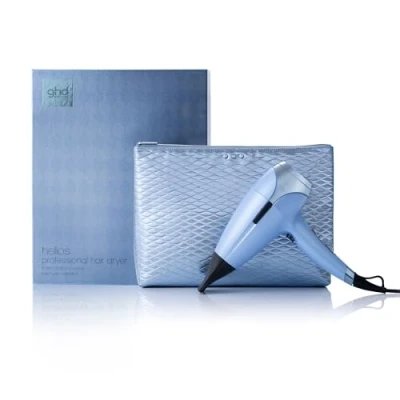 Imagen de ghd helios Iced Luxe Collection Secador de pelo profesional con neceser regalo, tecnología aeroprecis, edición limitada 2024, color azul gélido