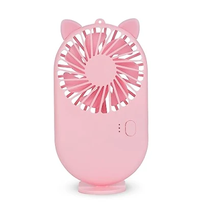 Imagen de Mini Ventilador Portátil Con Batería De 800mah. Soporte Stand Para Mesa. Dam Rosa Claro
