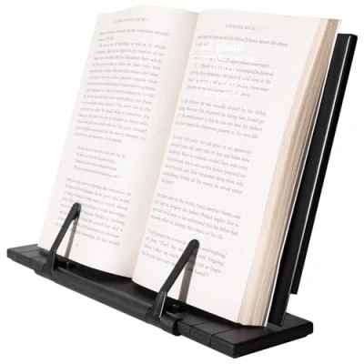 Imagen de H&amp;S Atril Metálico para Libros Soporte Plegable y Portátil Leer o Estudiar Ajustable Recetas de Estudio